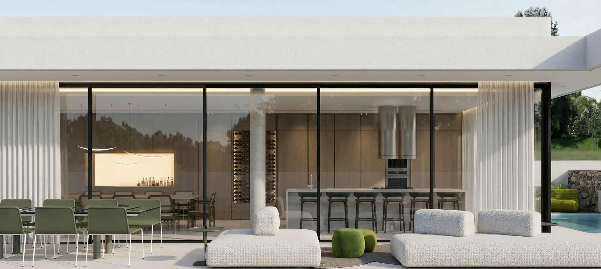 Fachada e ambientes integrados da Casa Felicità — casa de alto padrão à venda em Santa Felicidade